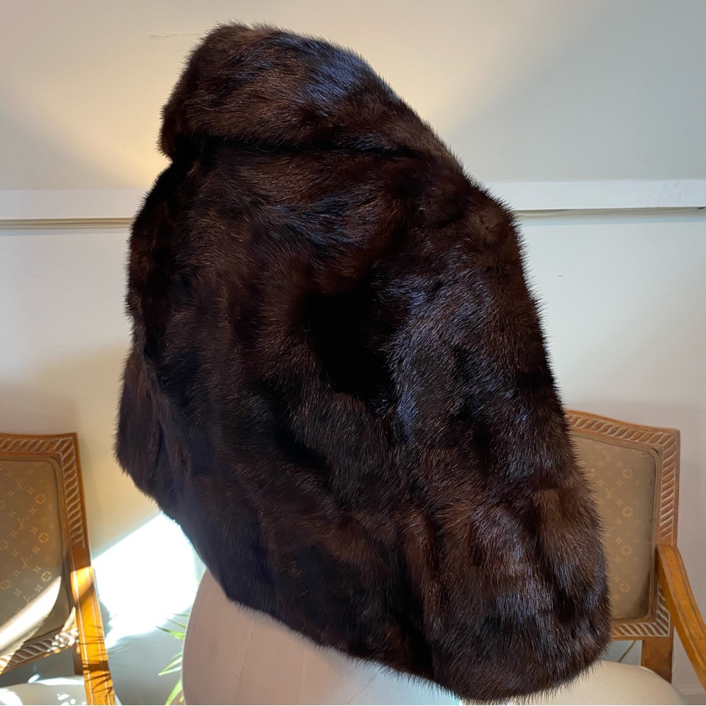 Vintage 1960s Dark Brown Genuine Mink Fur Wrap Shawl Stole - Picture 6 of 11